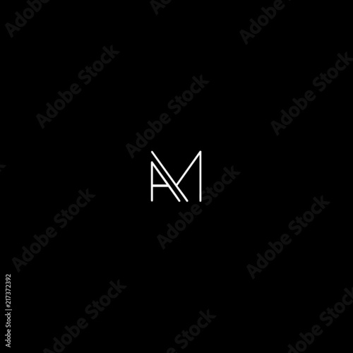 Creative modern elegant AM black and white color initial based letter icon logo.