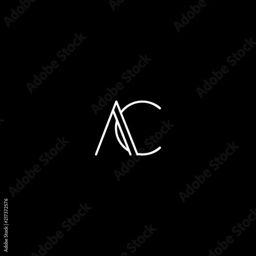 Creative modern elegant AC black and white color initial based letter icon logo.