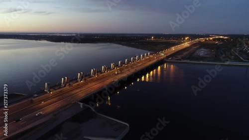 Wallpaper Mural Bridge on the seaside directing to the big island with industrial zone on the sunset. Outdoors. Aerial. Torontodigital.ca