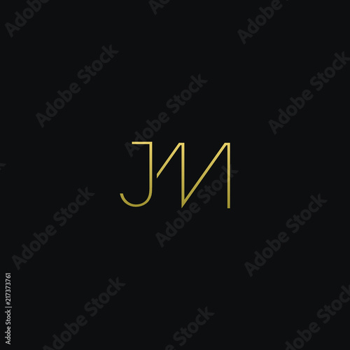 Unique modern trendy JM black and gold color initial based icon logo.