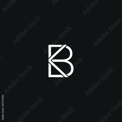 Unique modern trendy KB black and white color initial based icon logo. photo