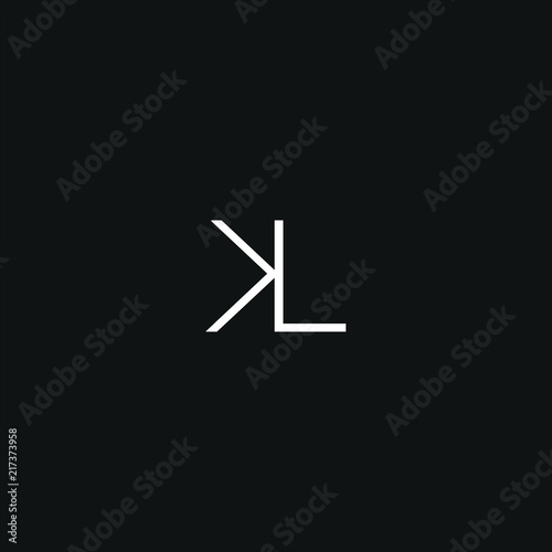 Unique modern trendy KL black and white color initial based icon logo.