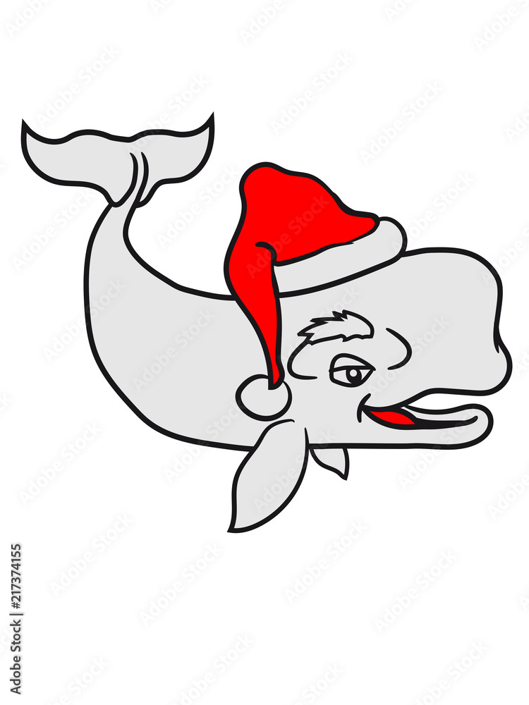 weihnachten geschenke winter nikolaus santa claus grauwal blauwal pottwal  buckelwal wal meeressäuger groß riesig fisch schwimmen meer see tauchen  Stock Illustration | Adobe Stock