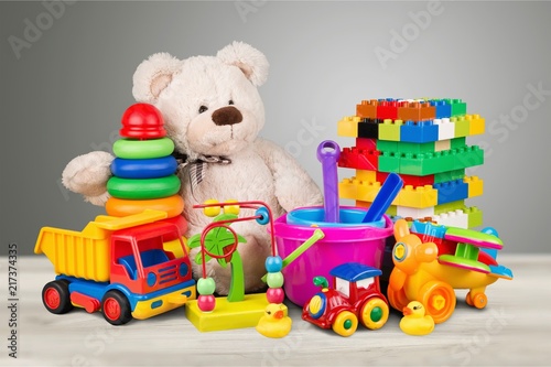 Toys collection isolated on background