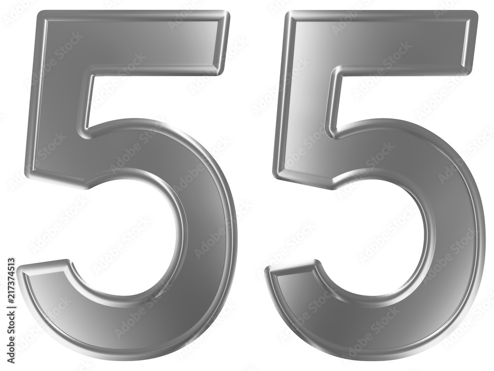 Numeral 55, fifty five, isolated on white background, 3d render Numeral 55, fifty five, isolated on white background, 3d render