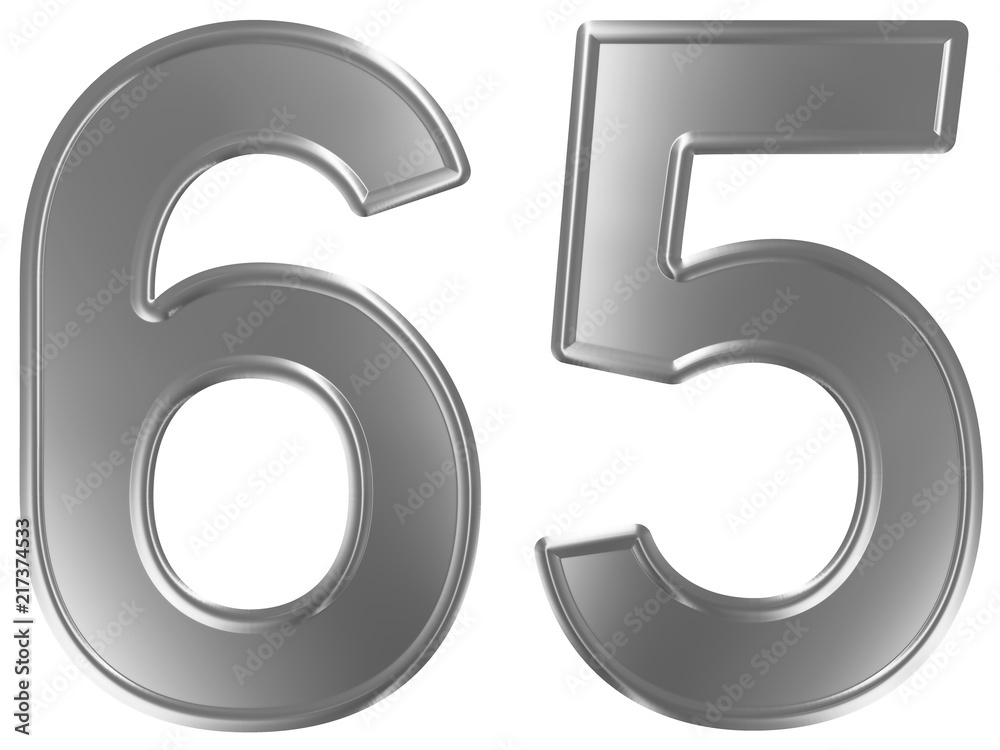 Numeral 65, sixty five, isolated on white background, 3d render Numeral 65, sixty five, isolated on white background, 3d render