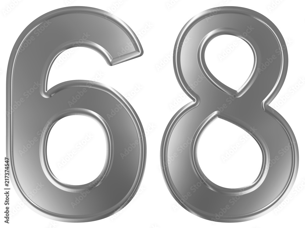 Numeral 68, sixty eight, isolated on white background, 3d render Numeral 68, sixty eight, isolated on white background, 3d render