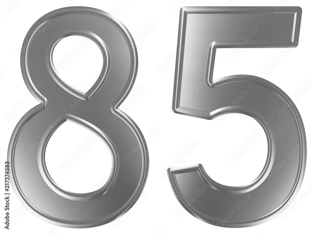 Numeral 85, eighty five isolated on white background, 3d render Numeral 85, eighty five isolated on white background, 3d render