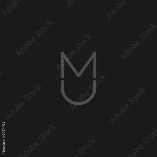 Unique modern trendy MU grey color initial based icon logo.