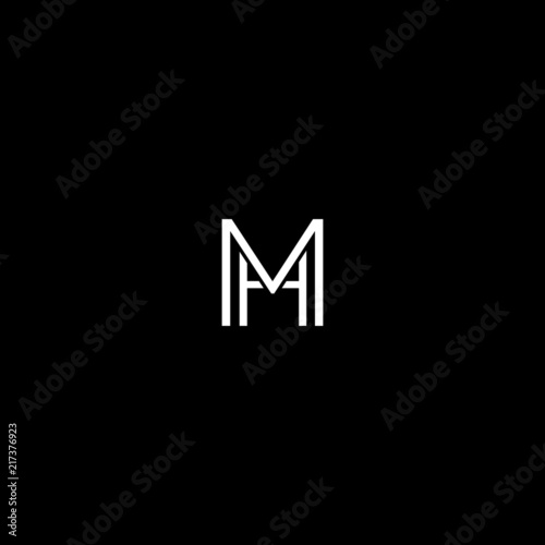 Unique modern trendy MH or HM black and white color initial based icon logo.