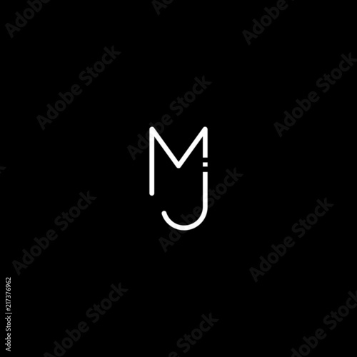 Unique modern trendy MJ black and white color initial based icon logo.