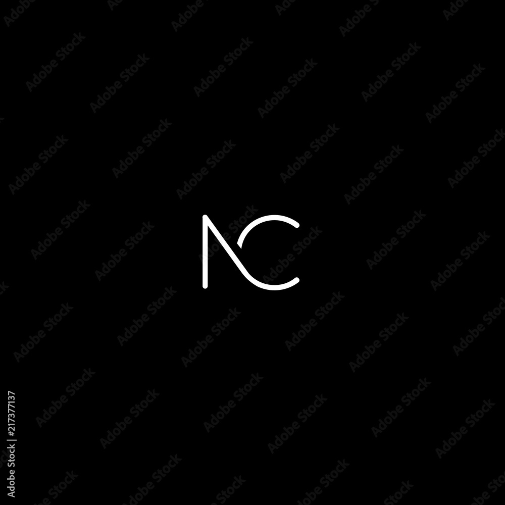 Creative unique modern NC black and white color initial based icon logo. - obrazy, fototapety, plakaty 