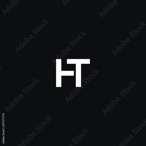 Creative unique modern HT black and white color initial based icon logo.