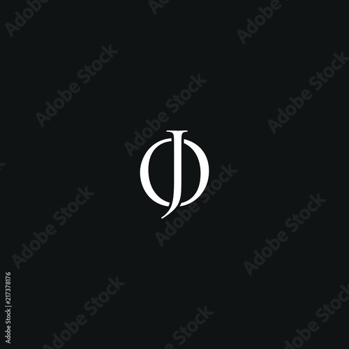 Modern unique minimal style OJ or JO initial based letter icon logo.