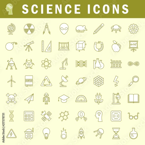 Science icons in trendy thin line style