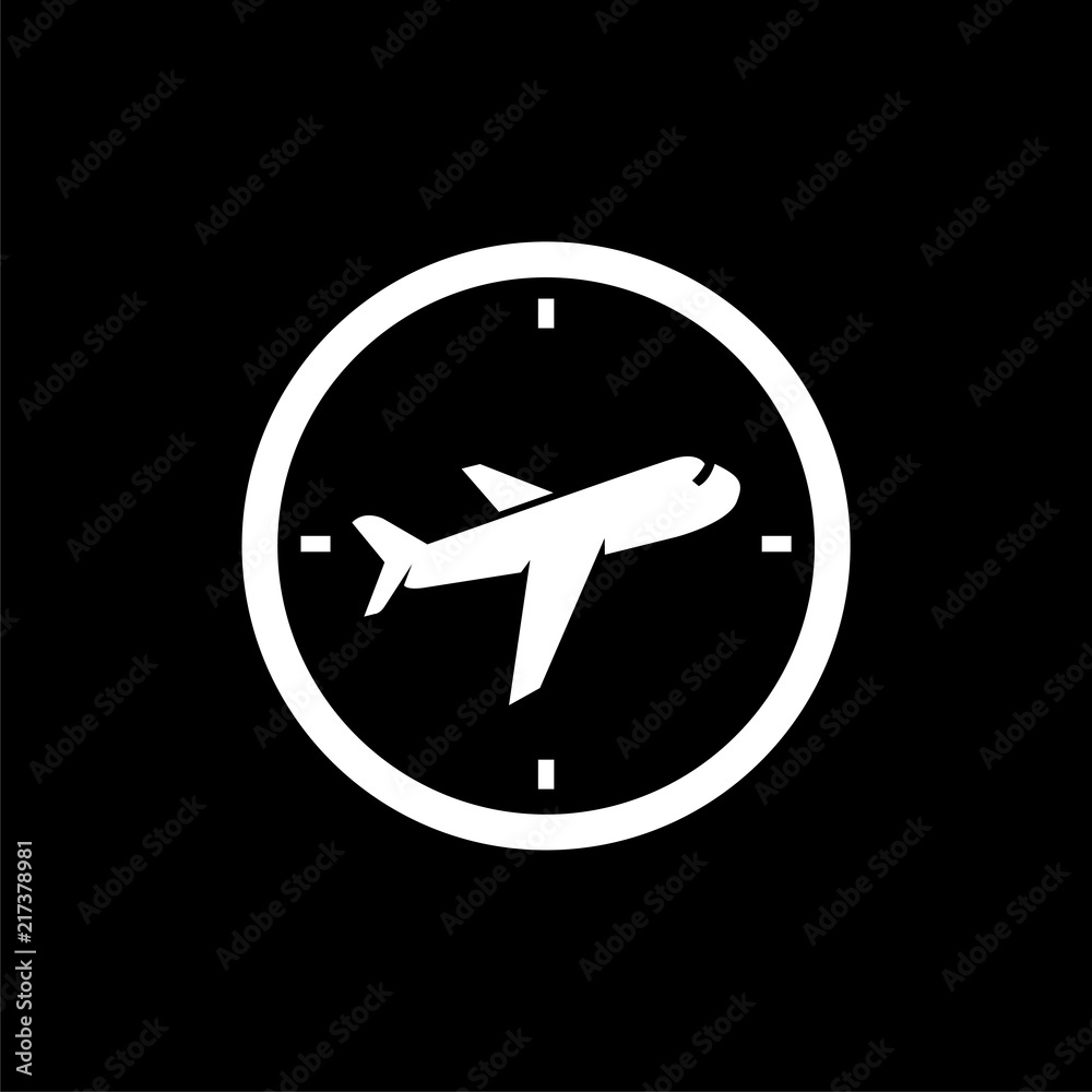 Plane with clock logo icon vector template. plane time logo Plane with clock logo icon vector template. plane time logo