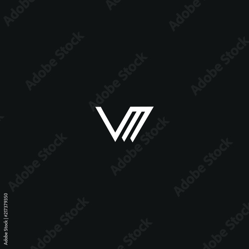 Modern unique minimal style VM initial based letter icon logo.
