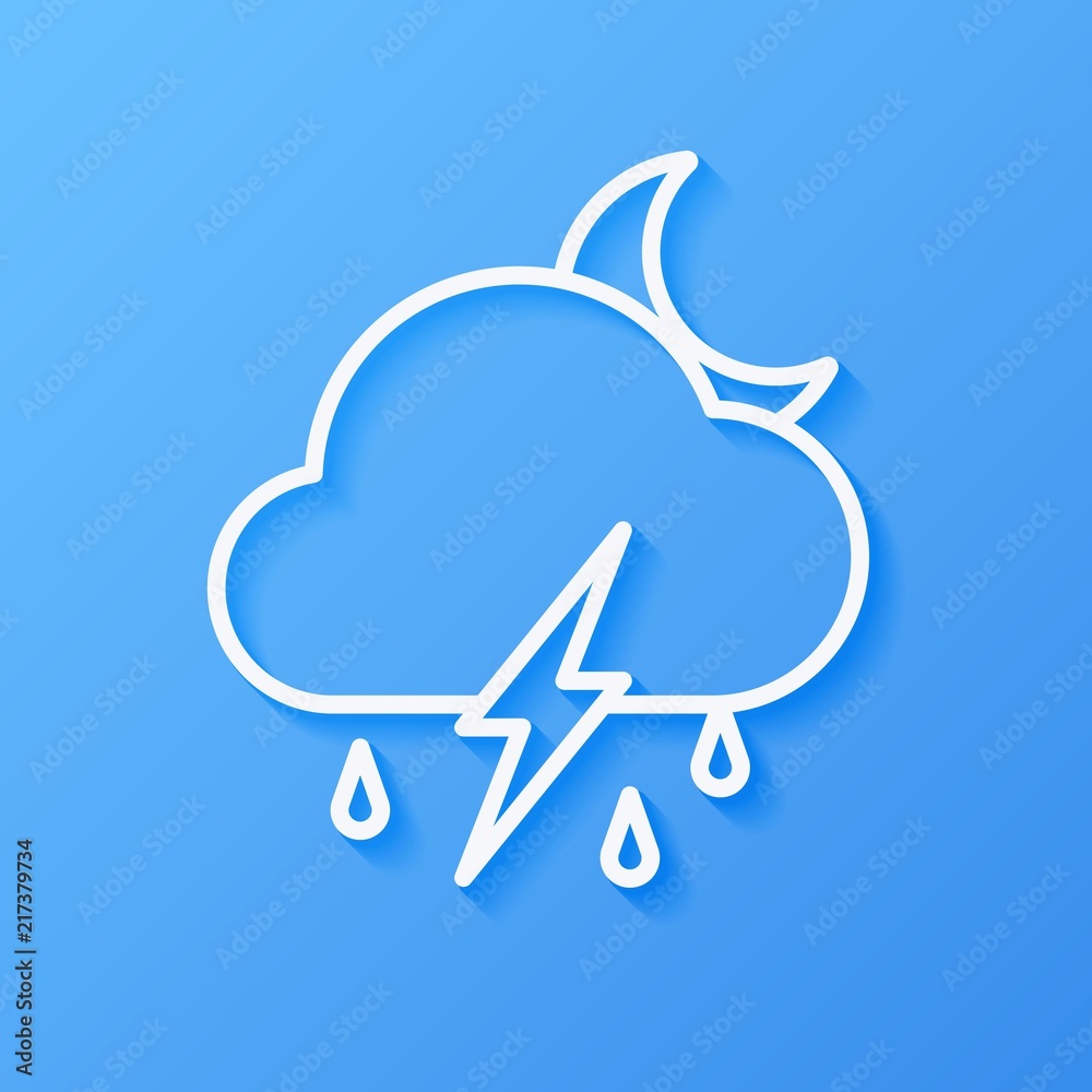 Icon weather moon, cloud, rain with lightning Icon weather moon, cloud, rain with lightning