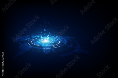 Money transfer. Global Currency. Stock Exchange. Stock vector illustration.