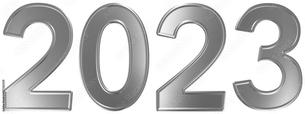 2023 inscription, isolated on white background, 3d render 2023 inscription, isolated on white background, 3d render