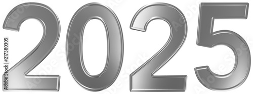2025 inscription, isolated on white background, 3d render