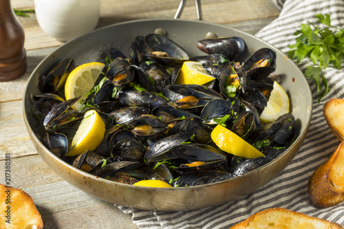 Homemade Steamed Mussels and Broth