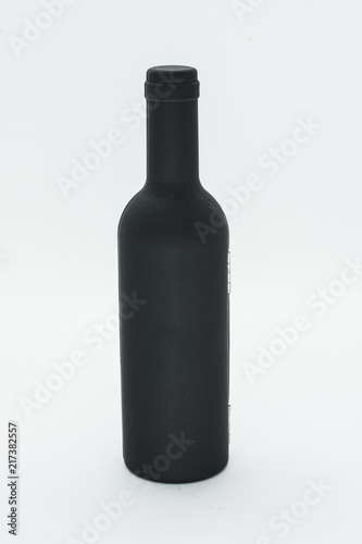Black wine bottle isolated
