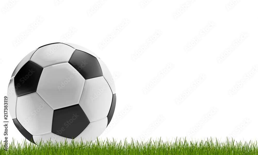 soccer ball at green lawn 3d-illustration soccer ball at green lawn 3d-illustration