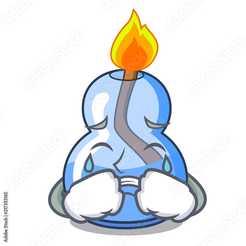 Crying alcohol burner mascot cartoon photo