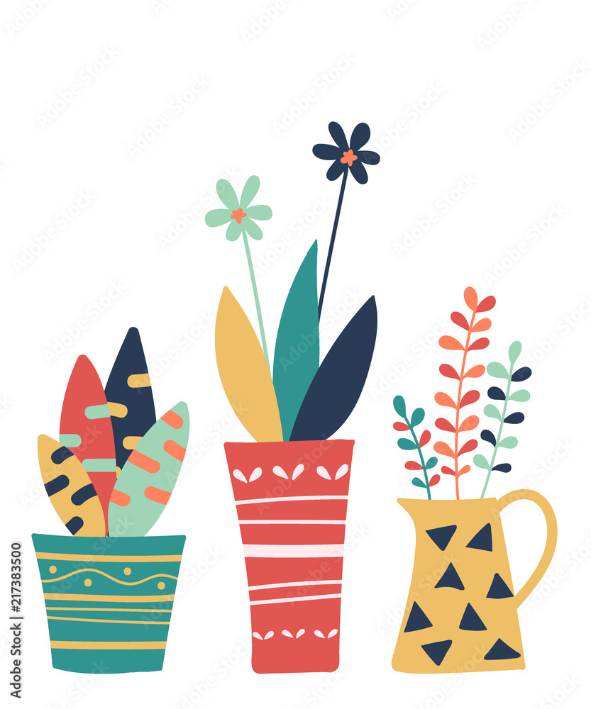 Hand drawn of colorful flowers pot isolated on white background. Vector illustration design.
Hand drawn of colorful flowers pot isolated on white background. Vector illustration design.