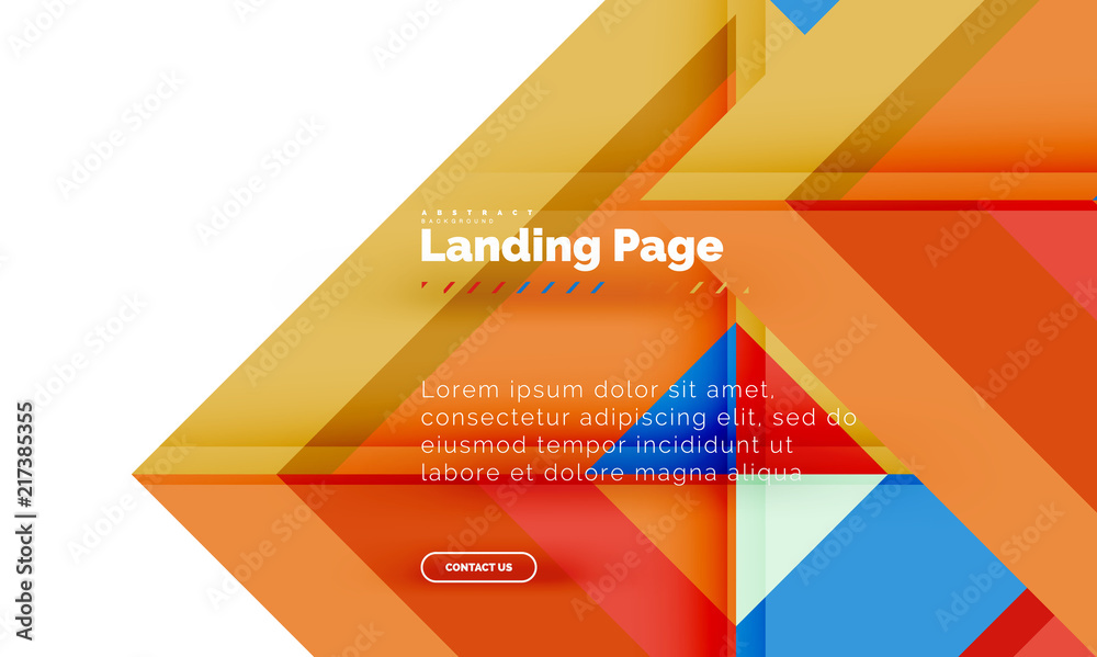 Square shape geometric abstract background, landing page web design template Square shape geometric abstract background, landing page web design template