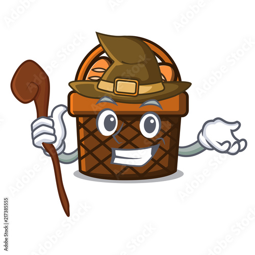Witch bread basket mascot cartoon