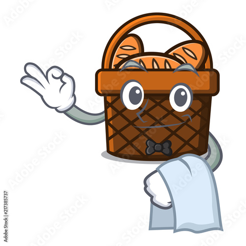 Waiter bread basket mascot cartoon