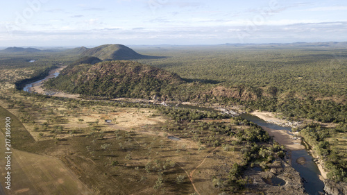  aerial view of the copperfield river and gorge at einasleigh north Queensland, Australia