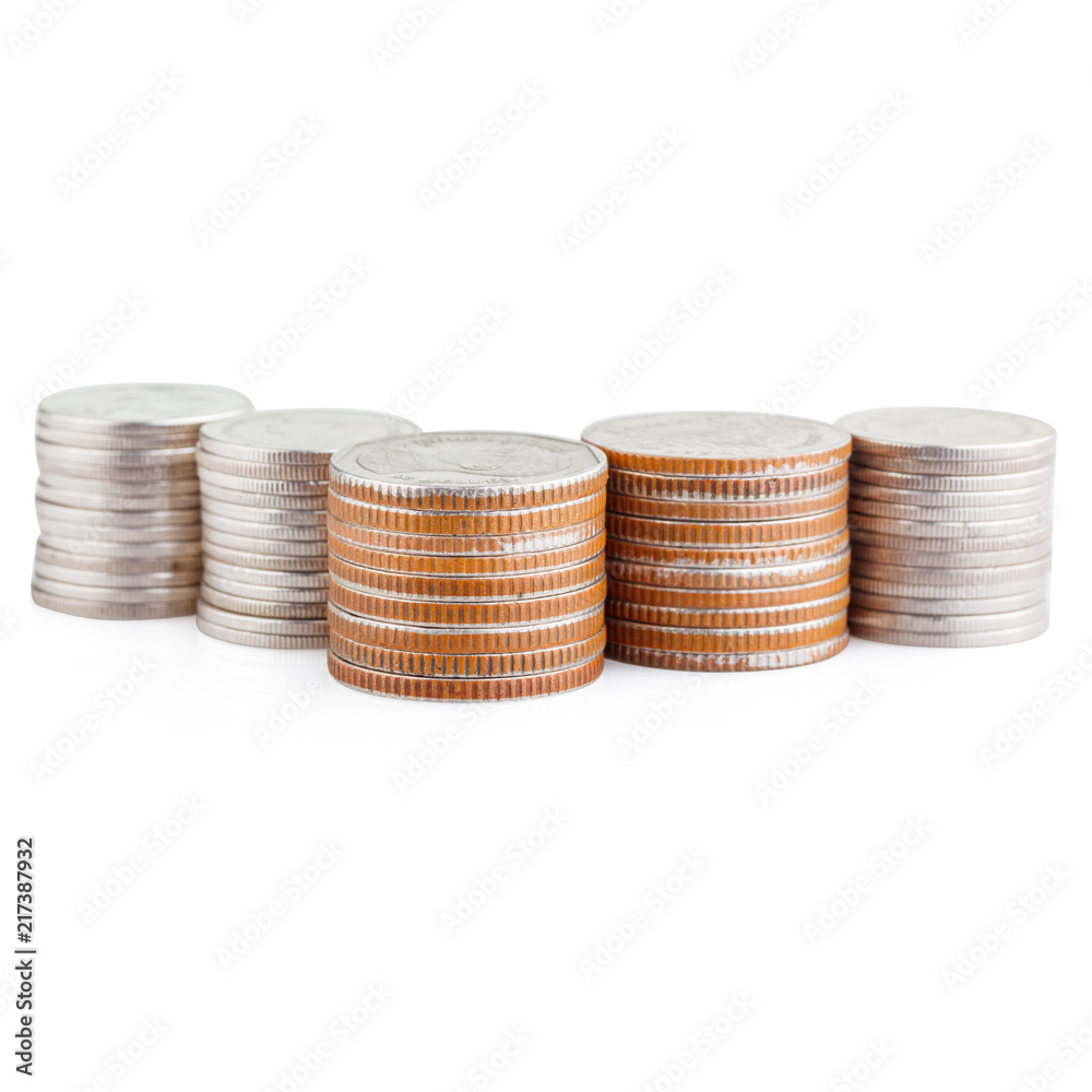 coin stack isolated on white with clipping path coin stack isolated on white with clipping path