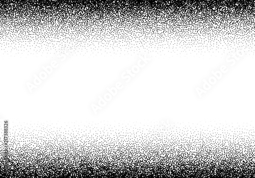 Dotwork gradient background, black and white scattered stipple dots photo