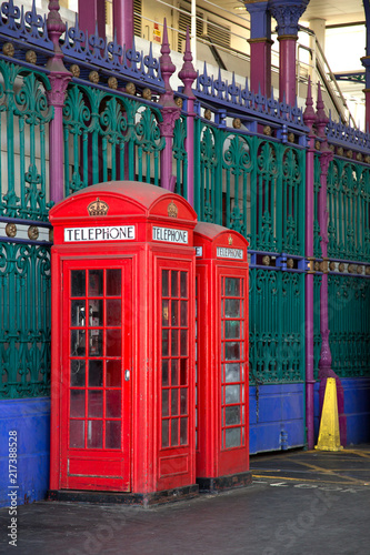 Red english phone booths photo