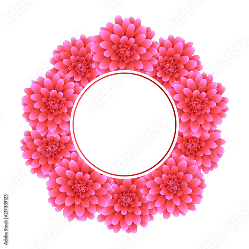 Fototapeta Naklejka Na Ścianę i Meble -  Pink Dahlia Banner Wreath Style 2