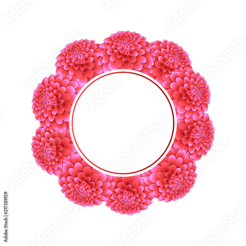 Fototapeta Naklejka Na Ścianę i Meble -  Pink Dahlia Banner Wreath