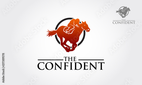 The Confident Vector Logo Template. Silhouette of horse races, vector logo illustration.