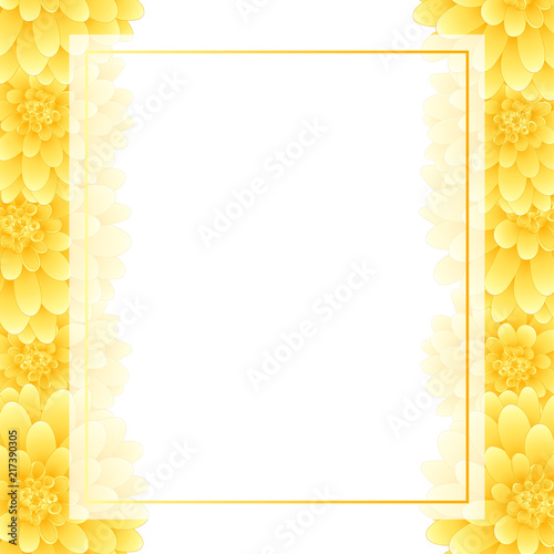 Fototapeta Naklejka Na Ścianę i Meble -  Yellow Dahlia Banner Card Border Style 2