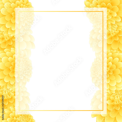 Fototapeta Naklejka Na Ścianę i Meble -  Yellow Dahlia Banner Card Border