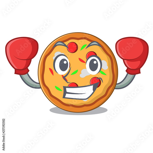 Boxing pizza character cartoon style
