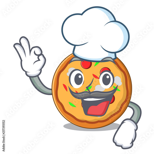 Chef pizza character cartoon style