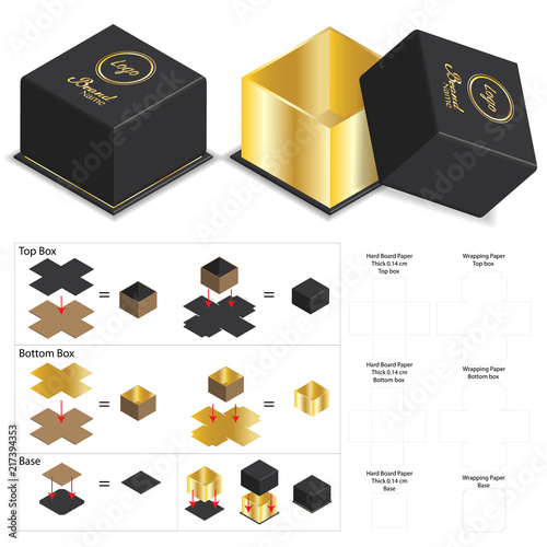 luxury rigid box for product mockup with dieline