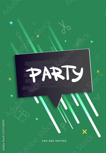 Back to school party banner.  Vector illustration.