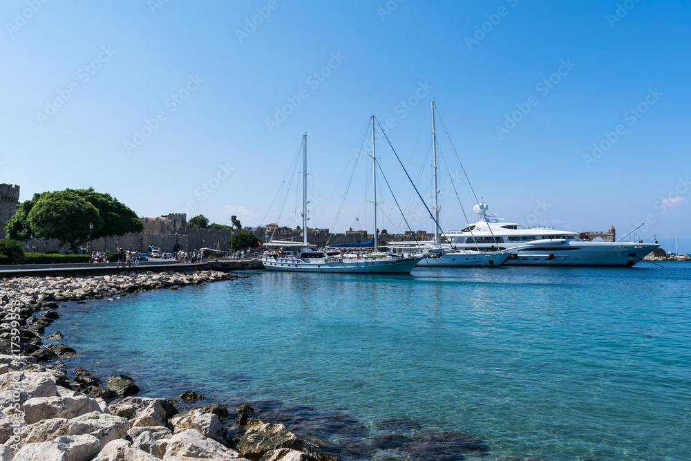 Yachts in a greek harbor