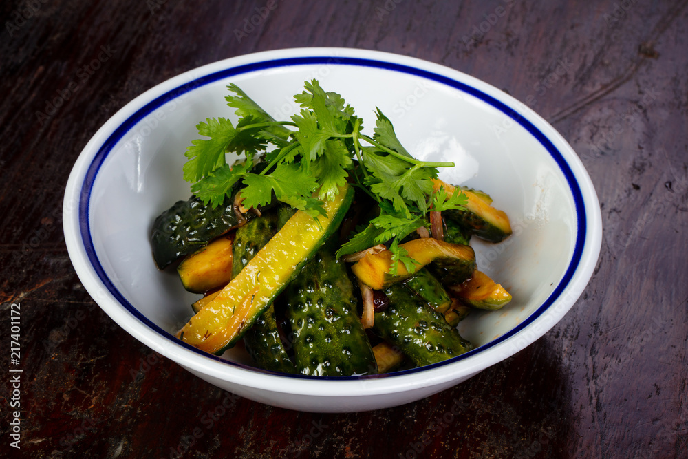 Pickled green cucumbers Pickled green cucumbers