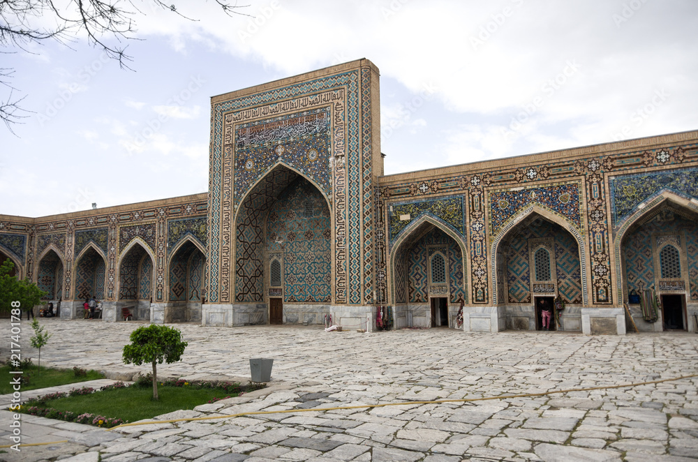 Courtyard of Madrasah Tilla-Kari   on Registan Square in Samarkand, Uzbekistan