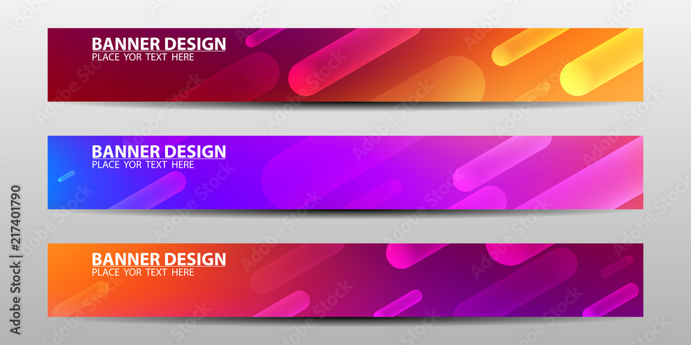 Banners with colorful geometric background . Vector illustrations